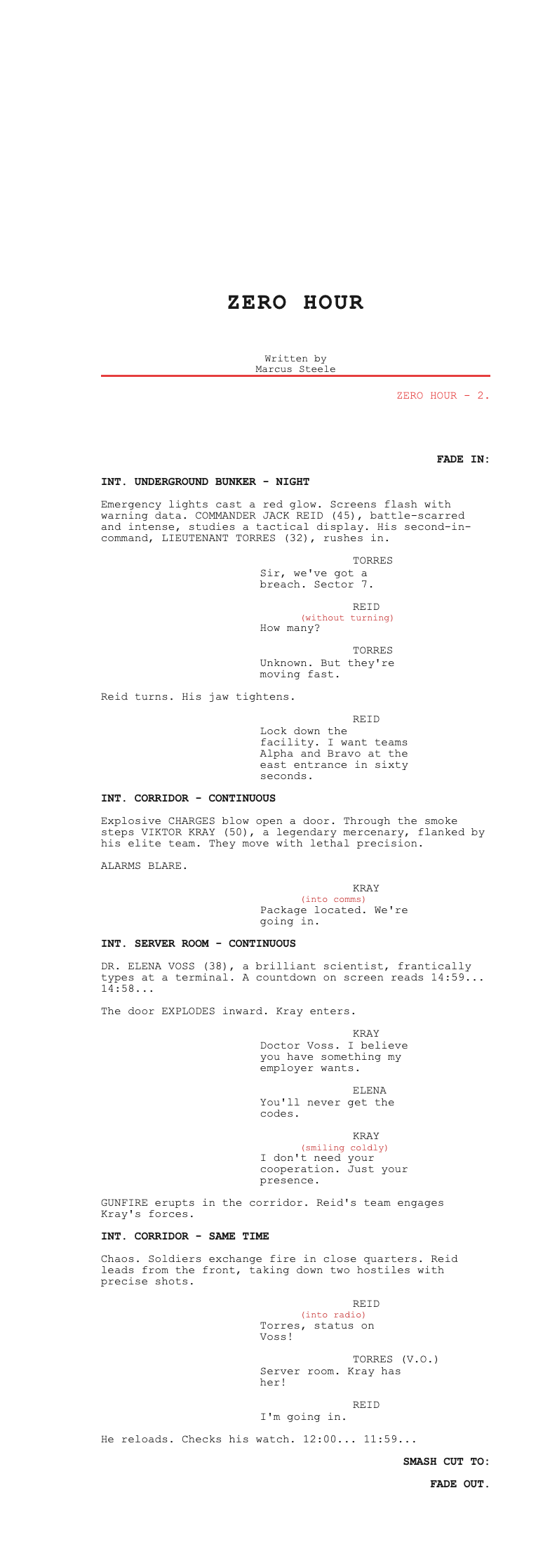Action thriller screenplay